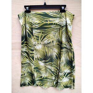 Norton McNaughton Womens Tropical Leaf Print Skirt Size 16 Green/White